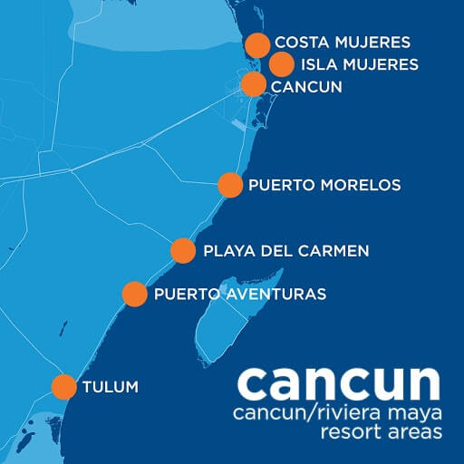 Cancun Rivera Maya map